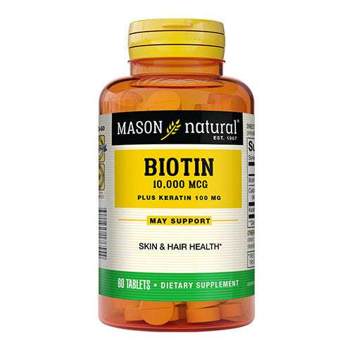 Mason Natural Biotin Plus Keratin 10,000 Mcg Tablets, 60 Ea
